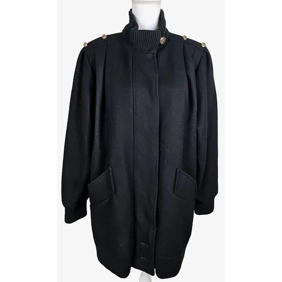 VTG. Hunt Club ~Woman Size12 Petite~ Black Wool Blend Jacket Coat. - Picture 7 of 12